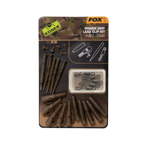 Fox EDGES™ Camo Power Grip Lead Clip Kit Sz 7 Size 7 x5 Clip rapide