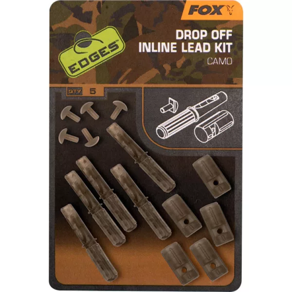 Fox Camo Inline Lead Drop Off Kits Kit x5 Clip de plomb