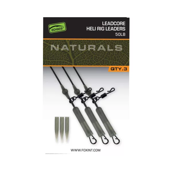 Fox Edges Naturals Leadcore Heli Rig Leaders Montage Hélicoptère Carpe 50lb