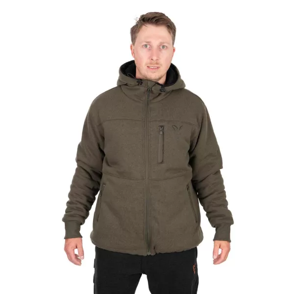 Fox Collection Sherpa Hoody Veste Thermique Vert-Noir L