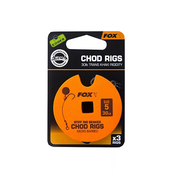 Fox 30lb, Taille 5 Standard Chod Rig Avec ardillon Hameçon monté