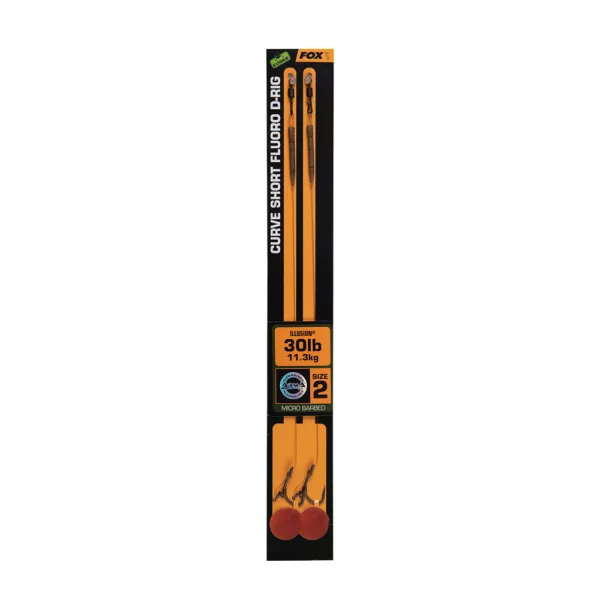 Fox Edges Courbe Court Fluoro D-Rig 2 - 30lb Illusion x 2 Hameçon monté