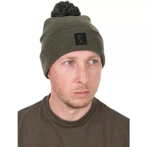 Fox Collection Bobble Hat Vert-Noir Bonnet à pompon