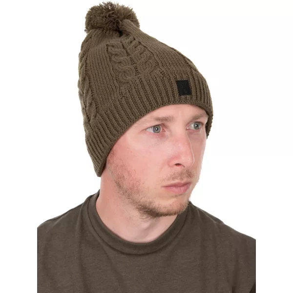 Fox Bonnet à pompon tricoté Kaki