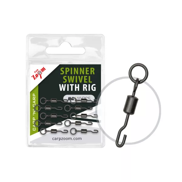 Carp Zoom Spinner Swivel Matt Fekete 7 Mikrogyűrűs Gyorskapocs 10db