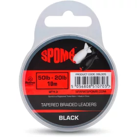   Spomb Tapered Braided Leaders Bas de ligne tressé effilé noir 0,38mm-0,20mm 3 pièces