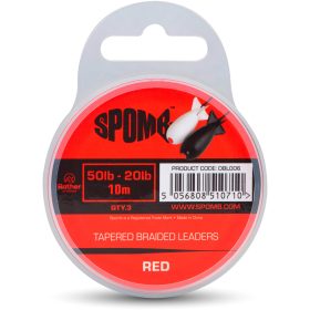   Spomb Tapered Braided Leaders Bas de ligne tressé effilé rouge 0,38mm-0,20mm 3 pièces