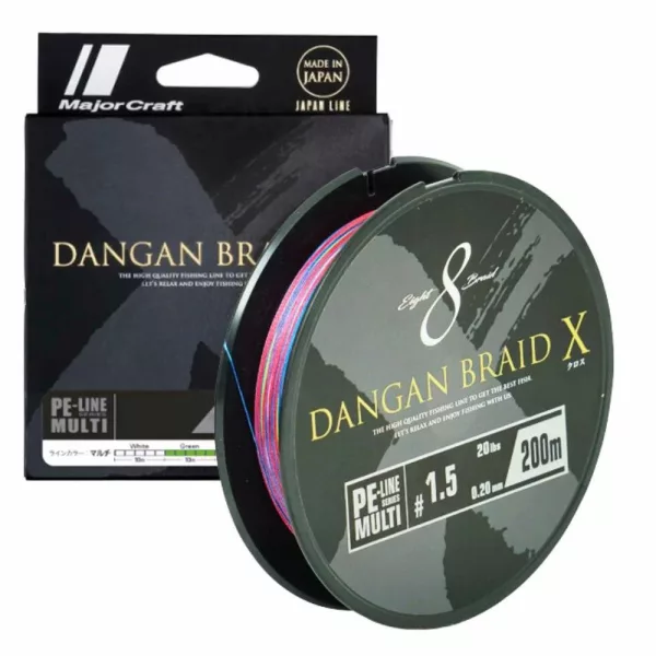 Major Craft Dangan Braid X 8X 0,22mm 200m Multicolor Ligne Tressée