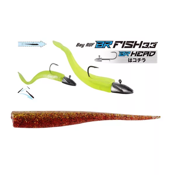 Duo Bayruf BR Fish 8,4cm S039 Gold Red Appât en plastique 7 pièces