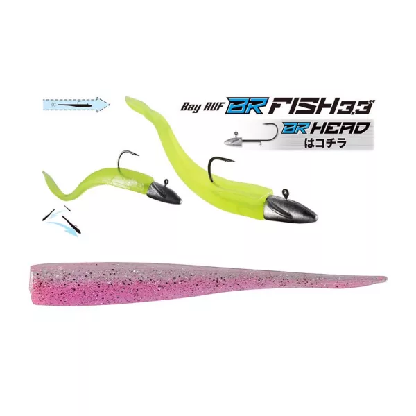 Duo Bayruf BR Fish 8,4cm S042 UV Clear Pink Appât en plastique 7 pièces