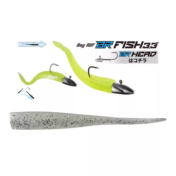 Duo Bayruf BR Fish 8,4cm S047 Shirasu Pearl Appât en plastique 7 pièces