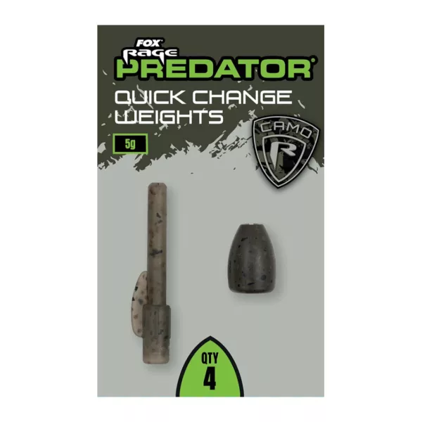 Fox Rage Predator Camo Quick Change Weights Plombs flottants à changement rapide 5gr 4 pièces