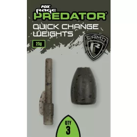   Fox Rage Predator Camo Quick Change Weights Plombs flottants à changement rapide 25gr 3 pièces