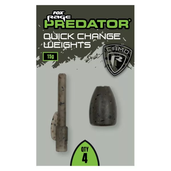 Fox Rage Predator Camo Quick Change Weights Plombs flottants à changement rapide 35gr 3 pièces