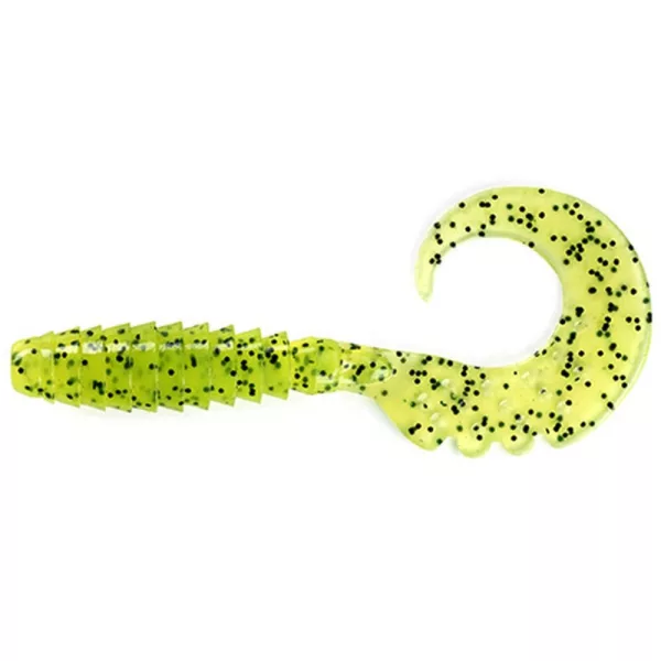 FISHUP Fancy Grub 6,35cm (10pcs.), #055 - Chartreuse/Noir Leurre en plastique