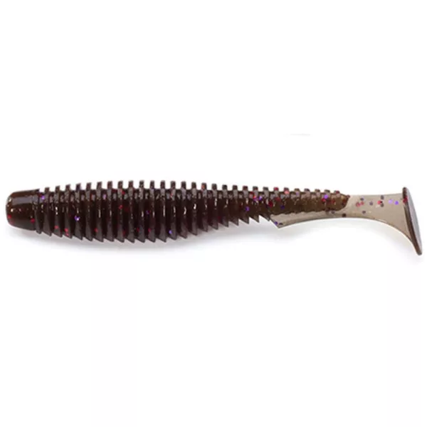 FISHUP U-Shad 5,08cm (10pcs.), #050 - Leurre souple en plastique marron citrouille verte/rouge et violet