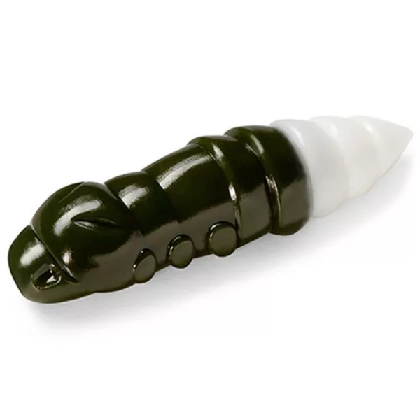 FISHUP Pupa 3,04cm (10pcs.), #140 - Dark Olive/White Leurre souple en plastique