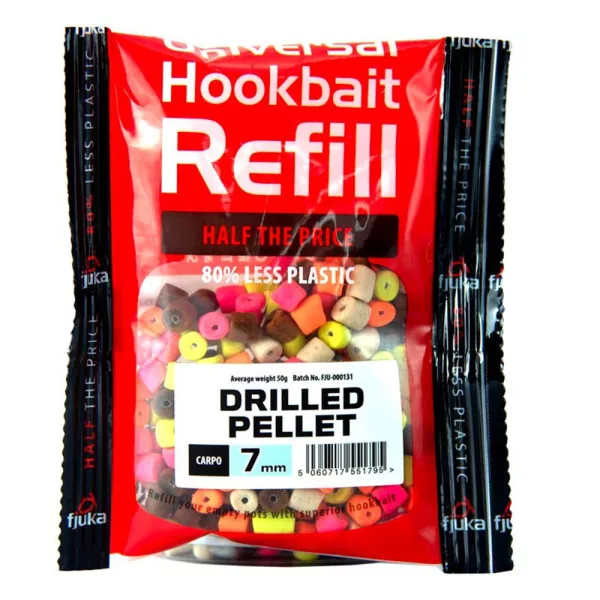 Fjuka Drilled Pellets Carpos MC 7mm Appât à hameçon en sachet de recharge 50gr