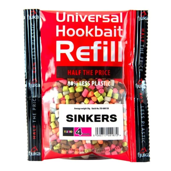 __Fjuka__ Sinkers Mixed Colours 4mm Appât Coulant Recharge 50gr