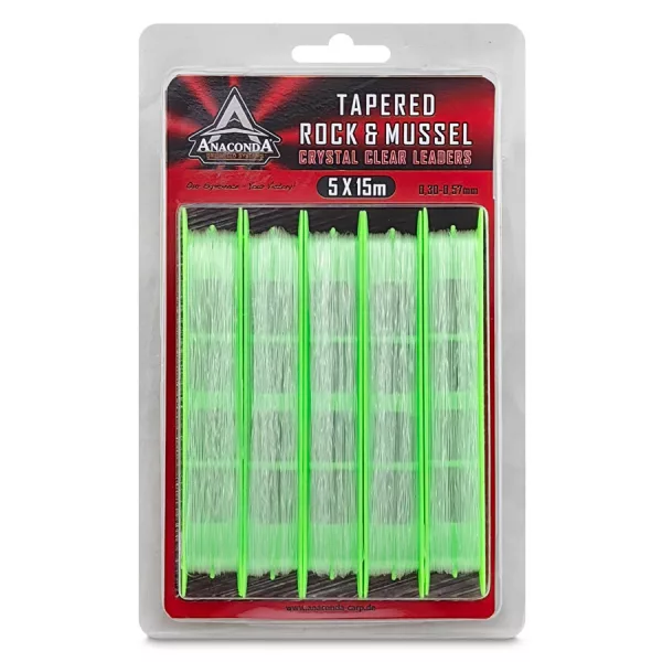 Anaconda Tapered Rock & Mussel Átlátszó 0,30-0,57mm 15m Előtétzsinór 5db