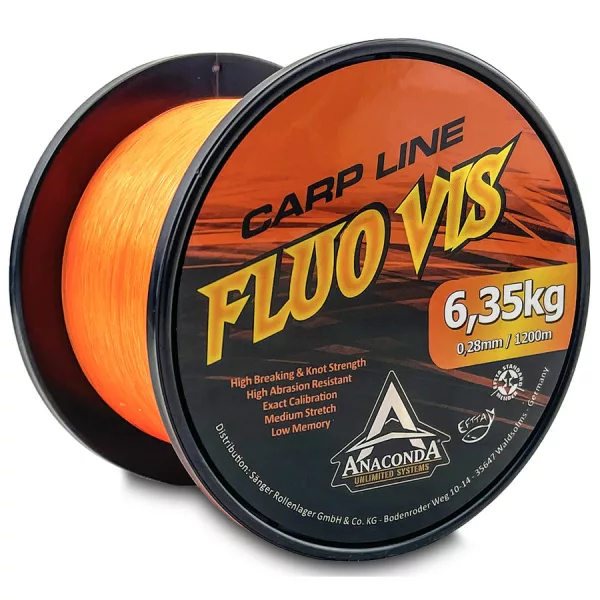 Anaconda Fluovis Orange Carp Line Narancssárga 0,30mm 1200m Monofil Főzsinór