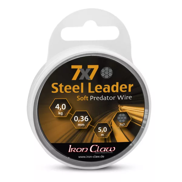 Iron Claw 7x7 Steel Leader 0,45mm 5m Bevonatos Acél Előkezsinór