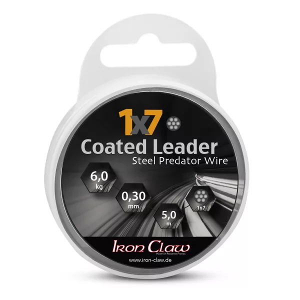 Iron Claw 1x7 Coated Leader Fekete 0,45mm 5m Bevonatos Acél Előkezsinór