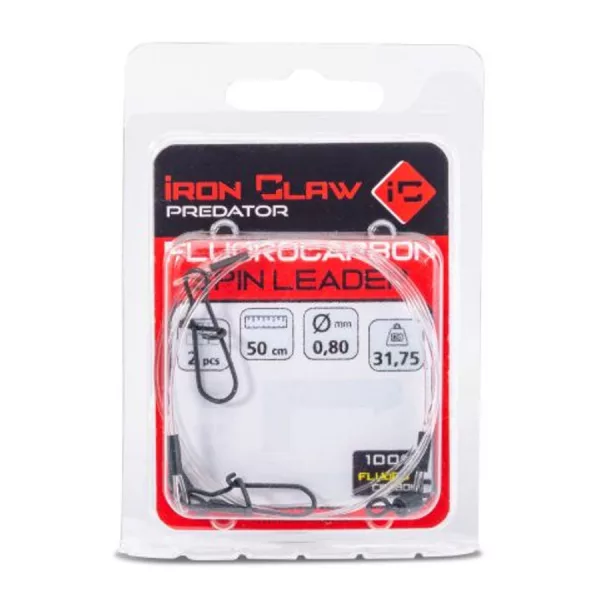 Iron Claw Fluorocarbon Spin Leader 0,25mm 50cm Pergető Előke 2db