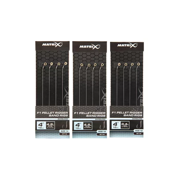 Matrix X5 F1 Pellet Rigger Band Rigs 14 10cm Füles, Szakáll Nélküli Monofil Előkötött Horog Csaligyűrűvel 8db