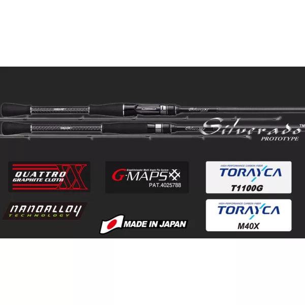 Graphiteleader Silverado Prototype 20GSILPC-762ML-HS Cast Rapide 2,29m 3-15gr Canne à pêche spinning 2 brins