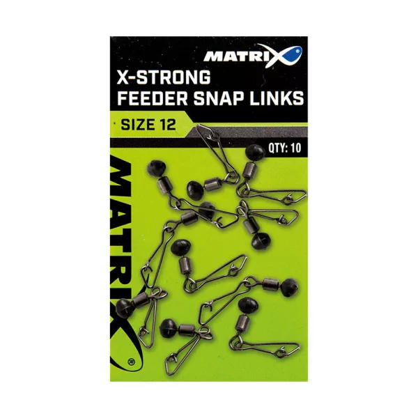 Matrix X-Strong Feeder Bead Snap Links 12 Agrafe d'émerillon 10 pièces