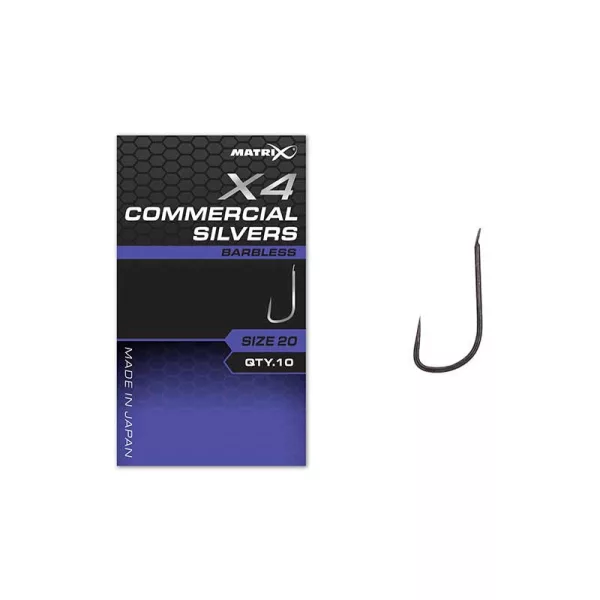 Matrix X4 Commercial Silvers 16 Hameçon à palette sans ardillon 10 pièces