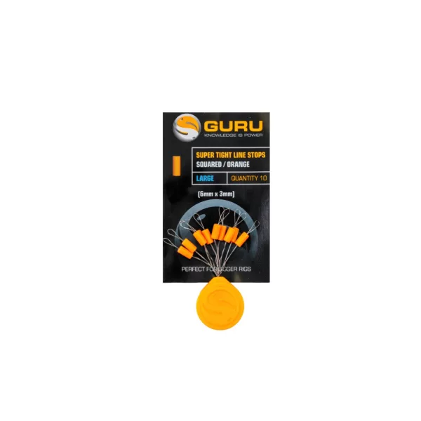 Guru Super Tight Line Stops Squared Orange L Gumiütköző 10db