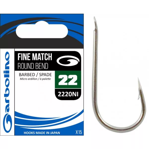 Garbolino 2220NI 20 hameçon / FINE MATCH / ROUND BEND