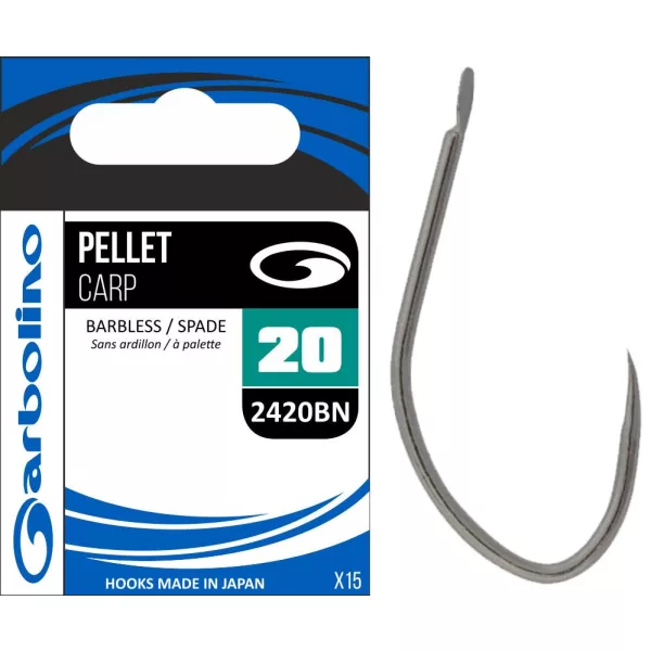 Garbolino - COMMERCIAL MATCH HOOKS - PELLET CARP 2420BN - BARBLESS 12 hameçons