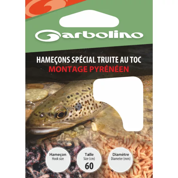 Garbolino Special Trout Hooks / Pyrenean Rig 14 Hameçon à palette, barbelé, monofilament pré-monté 10 pièces