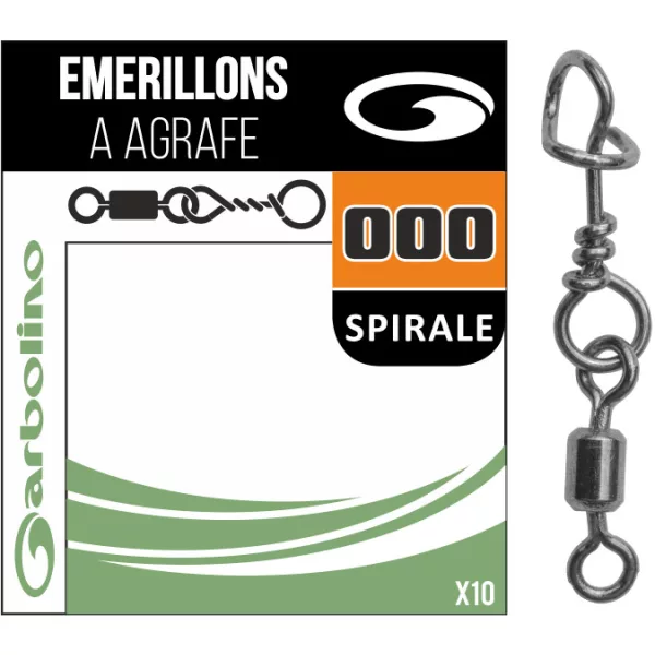 Garbolino - MICRO ÉMERILLON + AGRAFE SPIRALE STREAMLINE (x10) - Agrafe tournante - Émerillon Truite