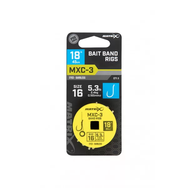 Matrix MXC-3 Hameçon Monté Sans Ardillon À Œillet 16, 2,4kg 45cm, 8 pièces
