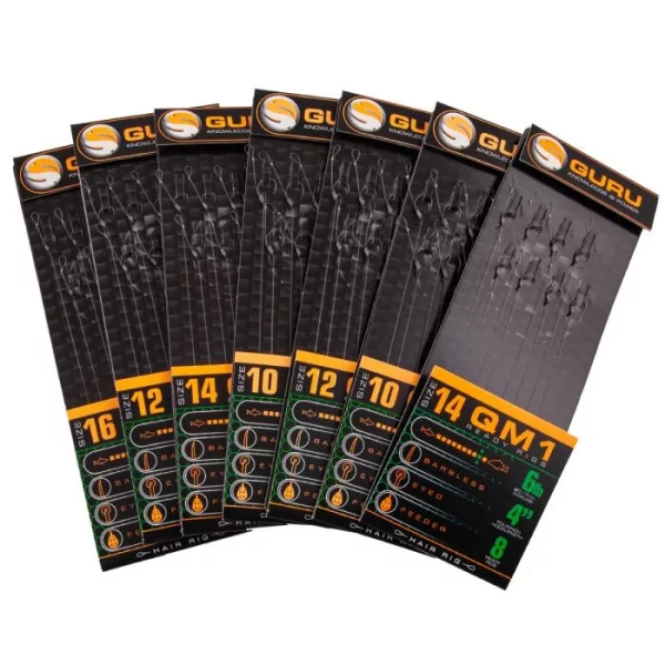 GURU QM1 STANDARD HAIR READY RIGS 4 Size hameçon QM1 pré-monté 14 (0.19mm)