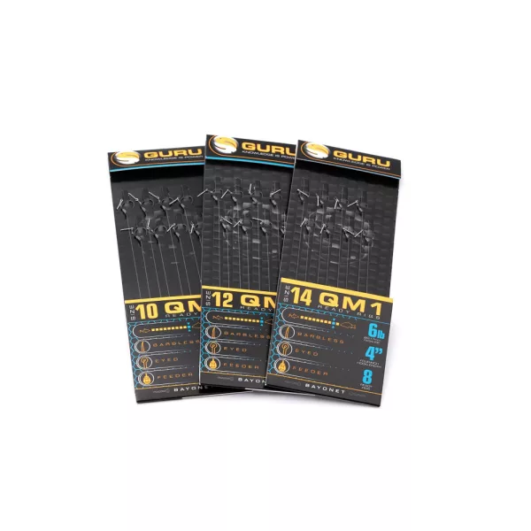 Guru QM1 Bayonet 14 Hameçon monofilament monté à œillet, sans ardillon 8 pièces
