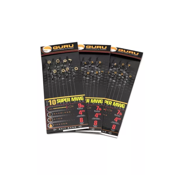 Guru SMWG Bait Bands 10 Hameçon monofilament monté sans ardillon, à œillet 8 pièces