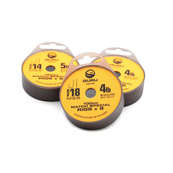 Guru Match Special Rig 18 Hameçon monté monofil barbelé avec palette 8pcs