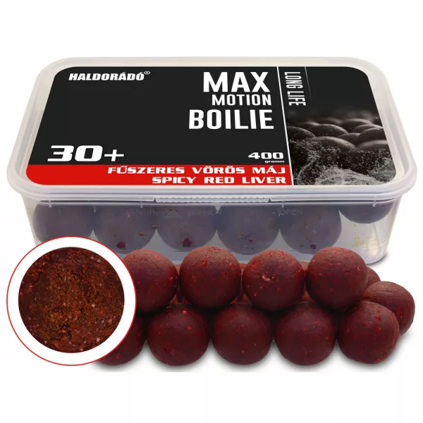 Haldorádó Max Motion Bouillette Longue Durée Foie Rouge Épicé 400gr 30mm Bouillette