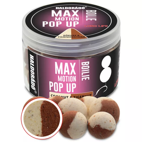 Haldorádó Max Motion Boilie Pop Up Noix de coco-Noix tigrée 50gr 16-20mm Bouillette
