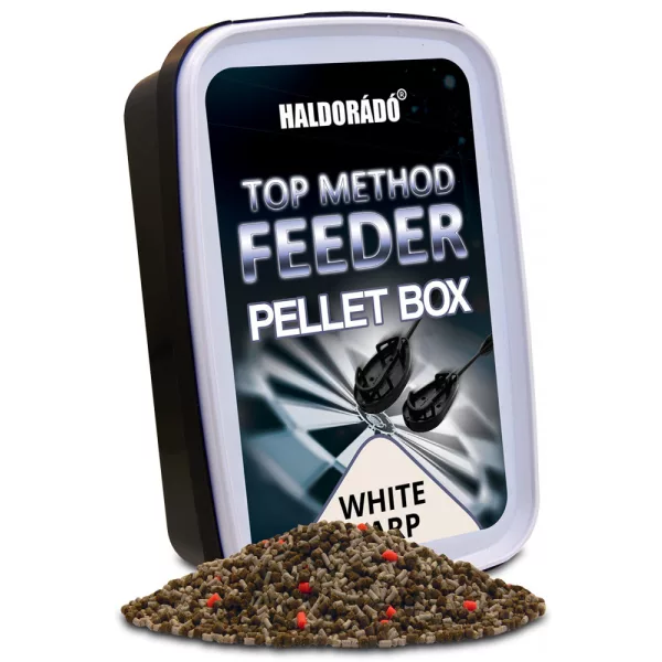 Haldorádó Boîte de pellets Top Method Feeder White Carp 400gr 1-2mm