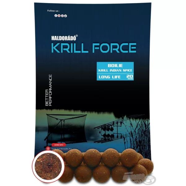 Haldorádó Krill Force Boilie Long Life 20mm Bouillette d'amorçage Krill Indian Spice 700gr