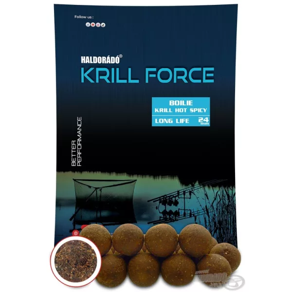 Haldorádó Krill Force Boilie Long Life 24mm Bouillette d'amorçage Krill Hot Spicy 700gr