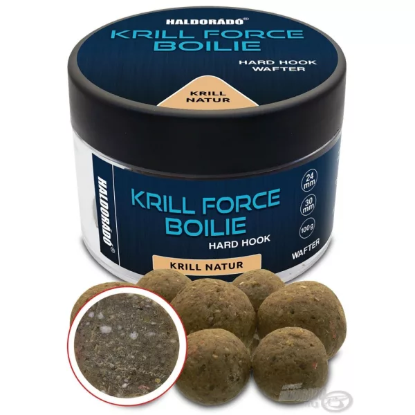 Haldorádó Krill Force Boilie Hard Hook Wafter 24, 30 mm Krill Natur Bouillette d'amorçage 100gr