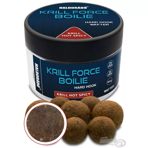 Haldorádó Krill Force Bouillette Wafter Dure Hameçon 24, 30 mm Krill Hot Spicy Bouillette d'eschage 100gr