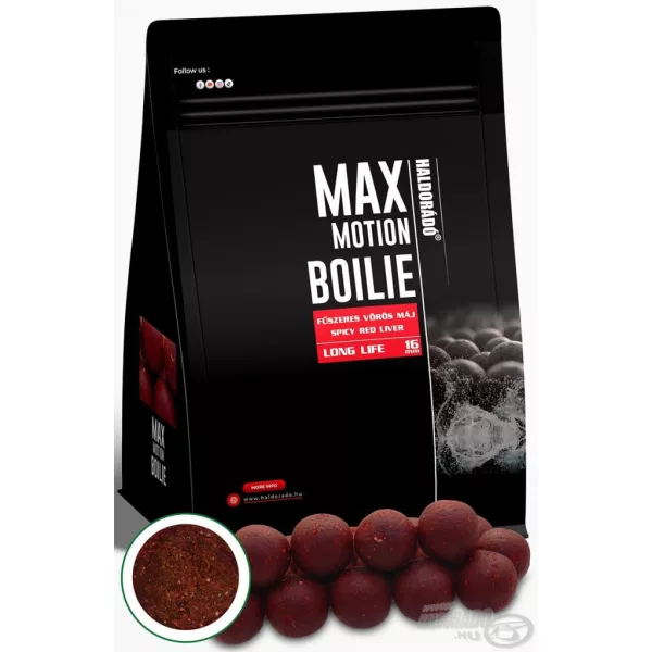Haldorádó Max Motion Boilie Long Life 16mm Foie Rouge Épicé Boillette 800gr